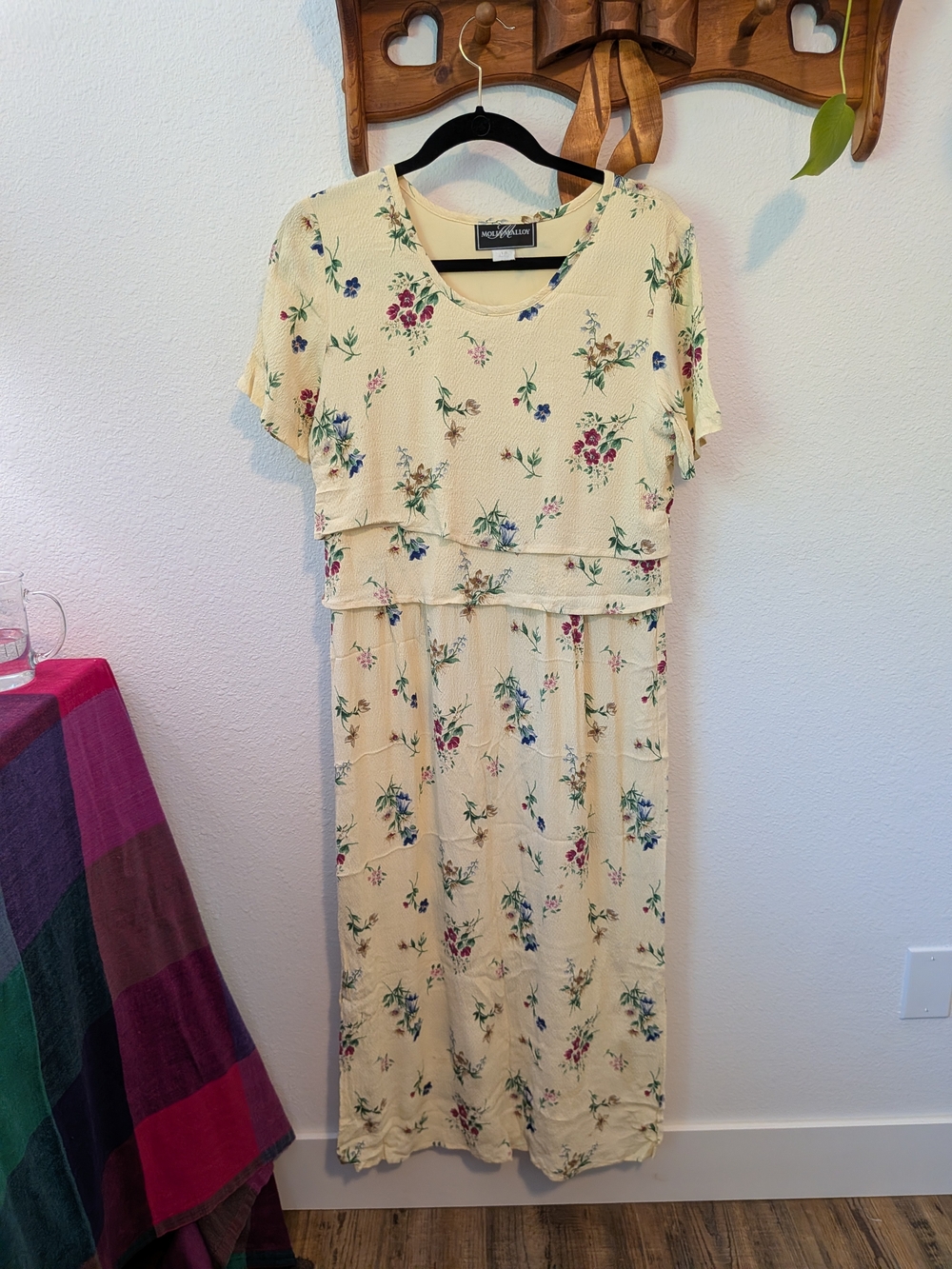 Vintage Floral Butter Yellow Layered Midi Dress